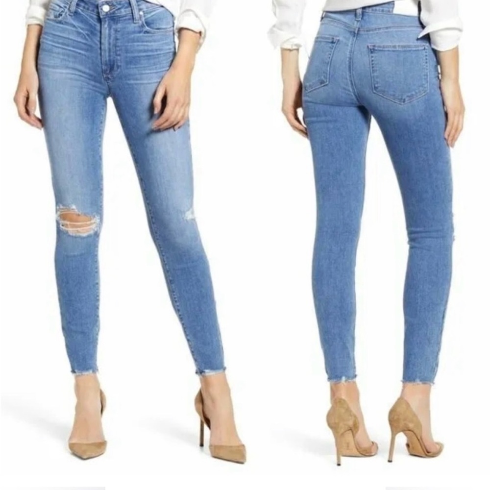 PAIGE Hoxton Ankle‎ in Dezi Destructed distressed skinny ankle jeans 28